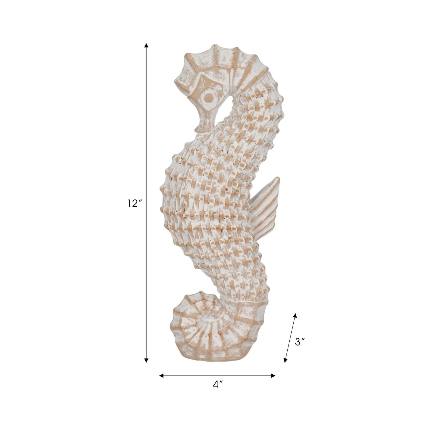 12&quot; RESIN WICKER SEAHORSE, WHITE