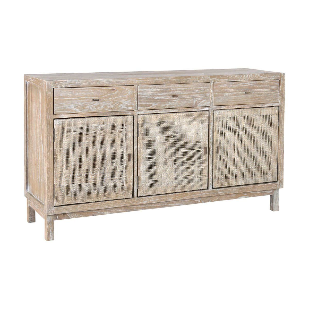 Britton Sideboard w/ Woven Door Panels-Grey Wash-55x16x32