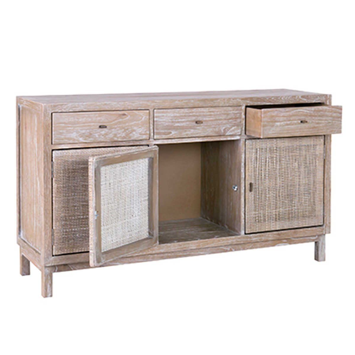 Britton Sideboard w/ Woven Door Panels-Grey Wash-55x16x32