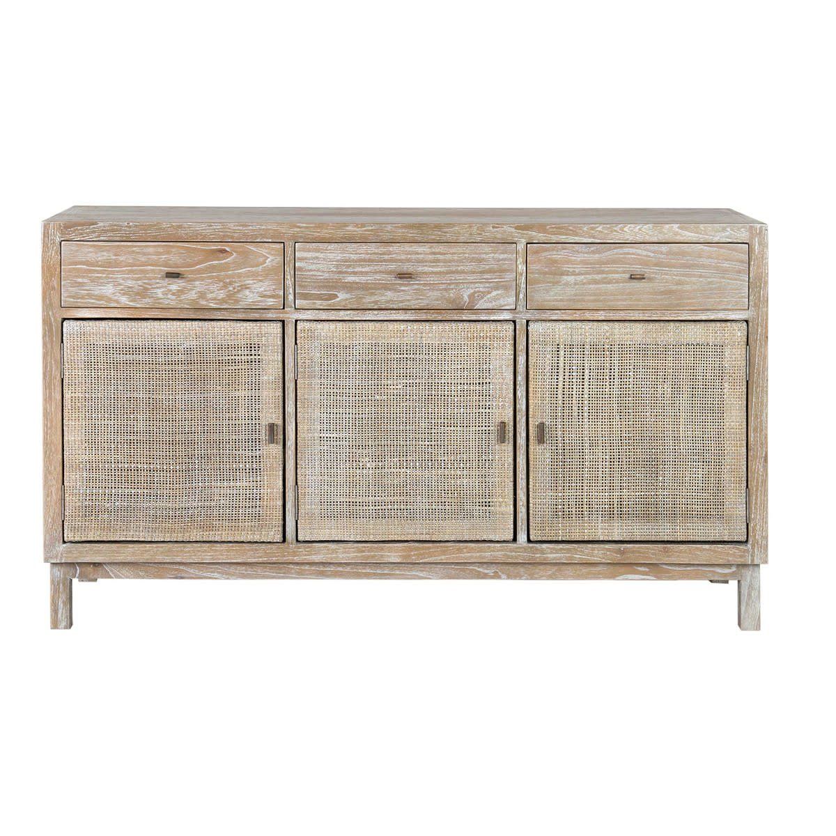 Britton Sideboard w/ Woven Door Panels-Grey Wash-55x16x32