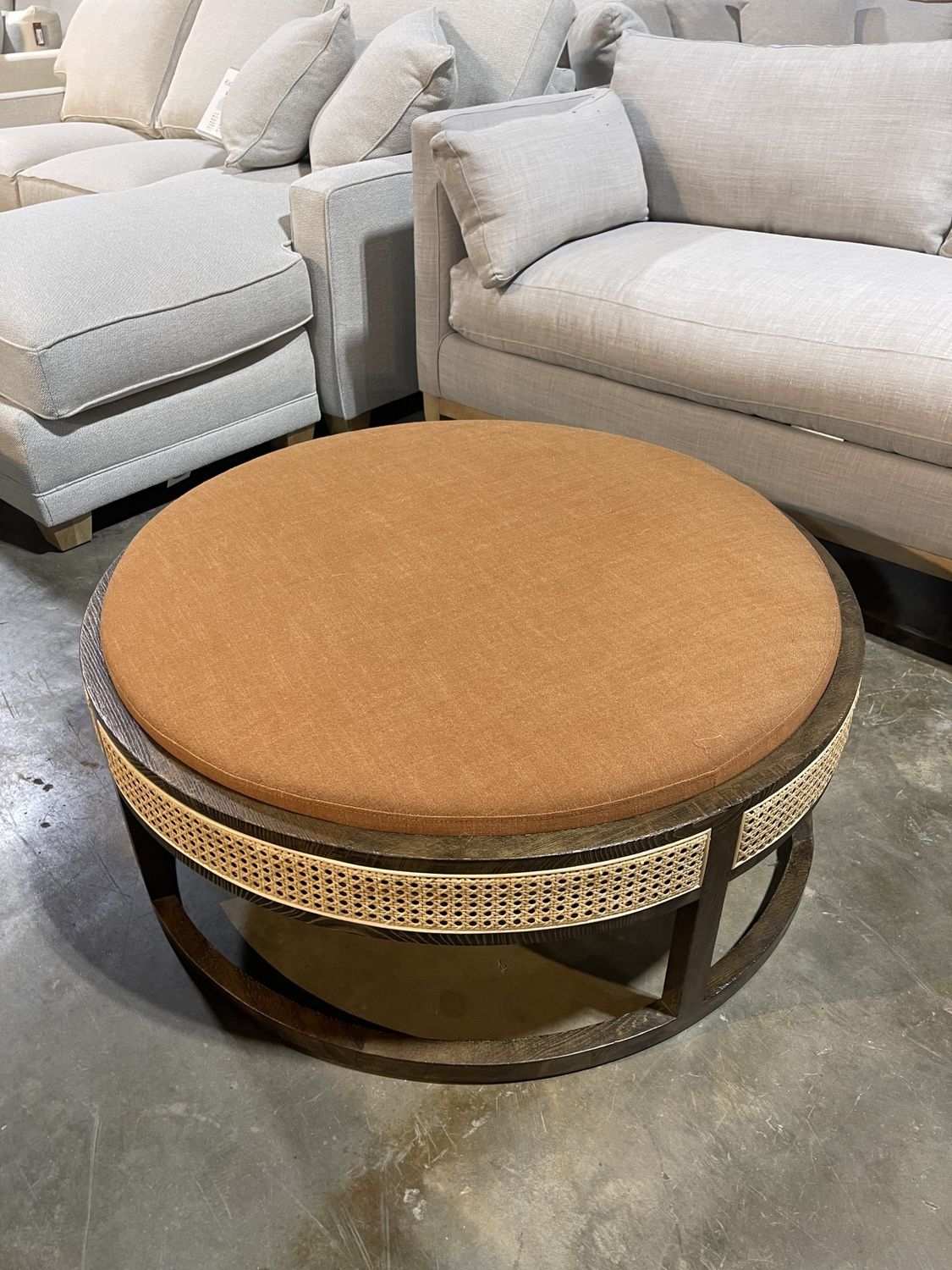 Cooper Ottoman-Savoy Rust/Natural Cane-39.5x39.5x16.5