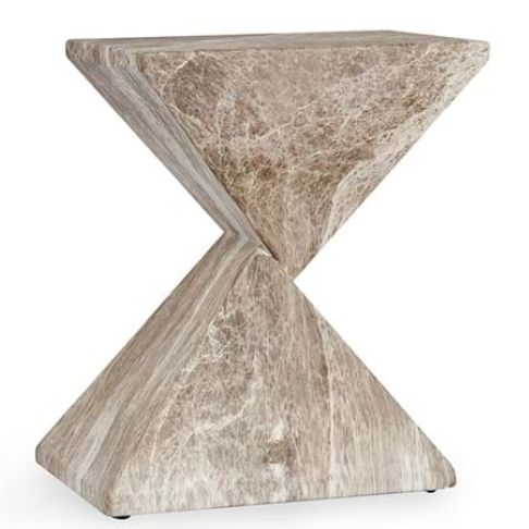 Triangle Outdoor Concrete Accent Table Brown/Ivory 18.W x 12.D x 20.H