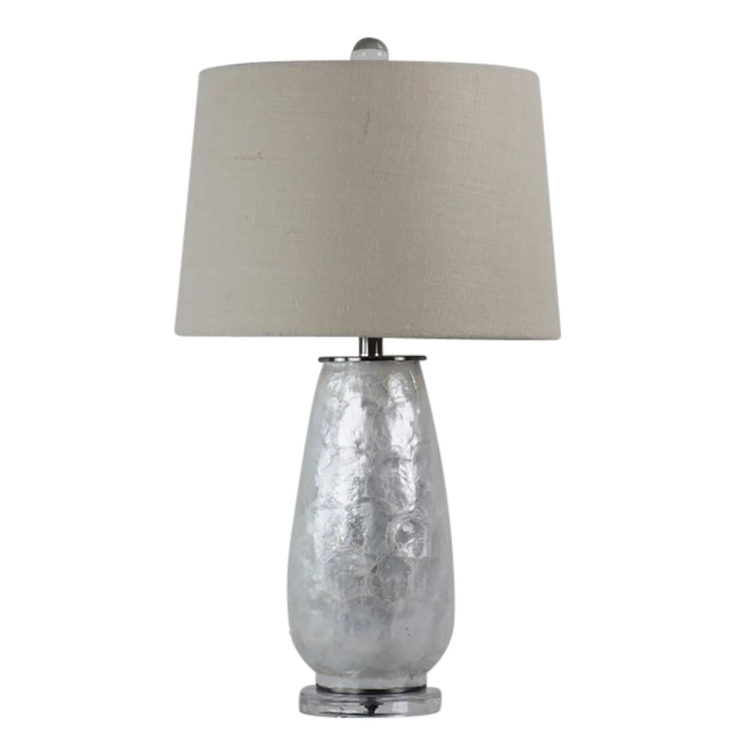 28&quot; CAPIZ TABLE LAMP ACRYLIC BASE, CHAMPAGNE