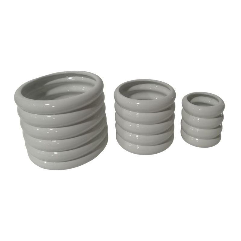 S/3 4/6/7&quot; STACKED RINGS PLANTERS, WHITE