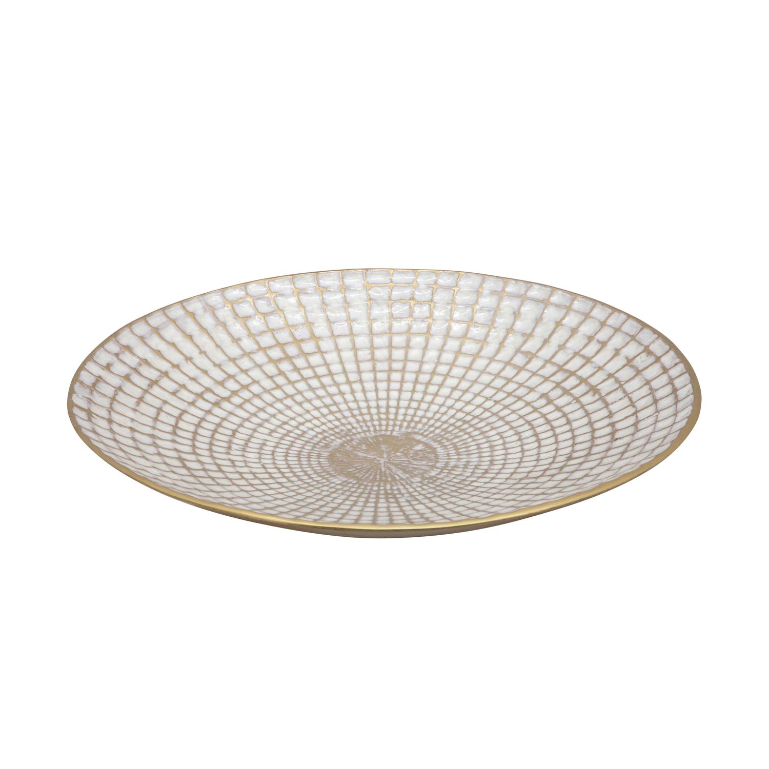 S/2 METAL 18/21&quot; ROUND PLATES, IVORY/CHAMPAGNE