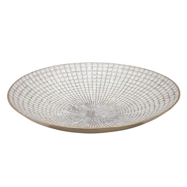S/2 METAL 18/21&quot; ROUND PLATES, IVORY/CHAMPAGNE