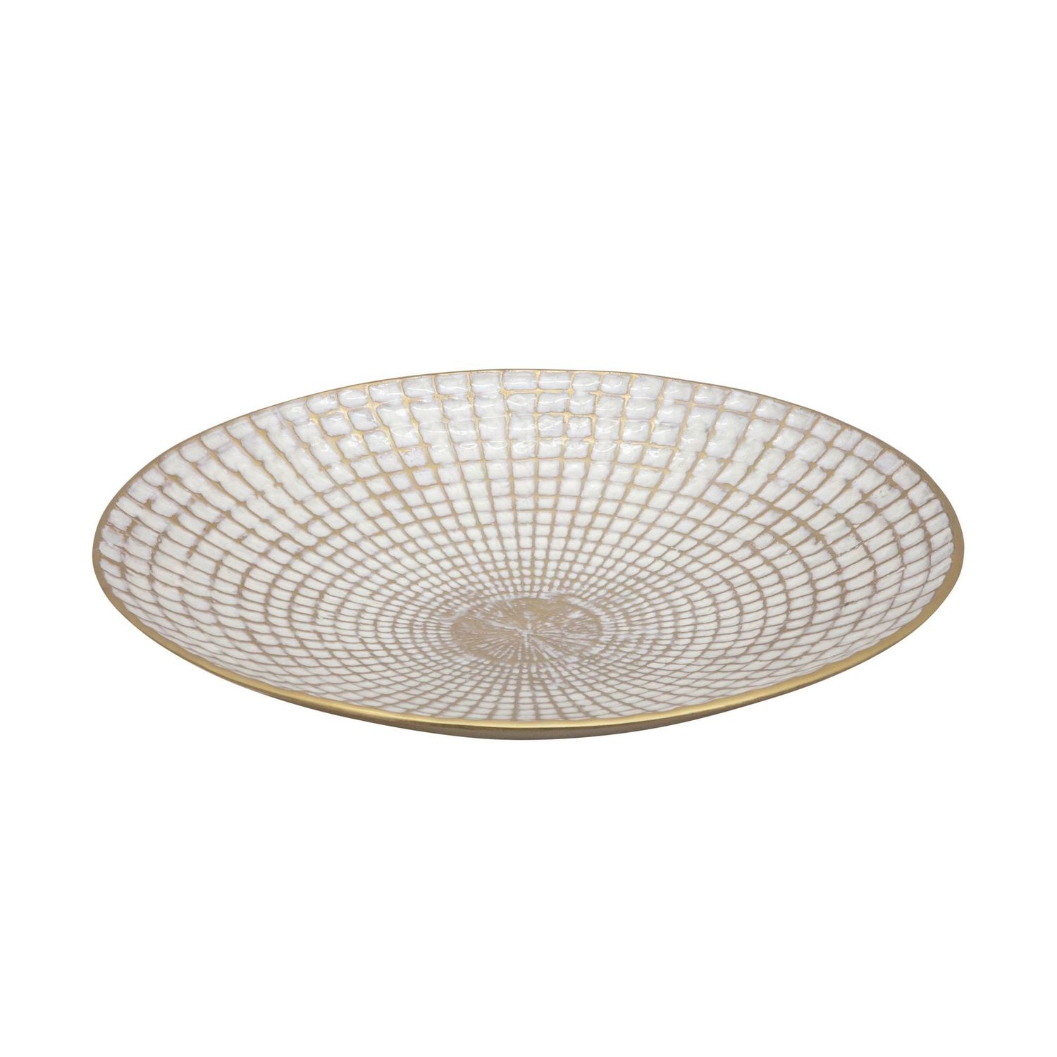 S/2 METAL 18/21&quot; ROUND PLATES, IVORY/CHAMPAGNE