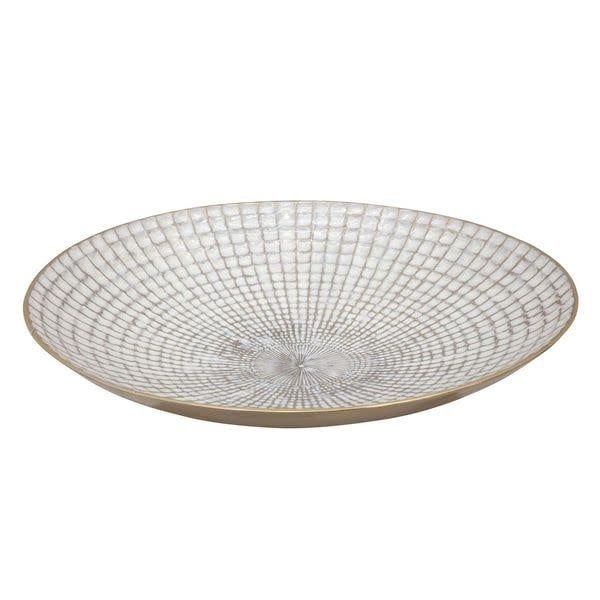 S/2 METAL 18/21&quot; ROUND PLATES, IVORY/CHAMPAGNE