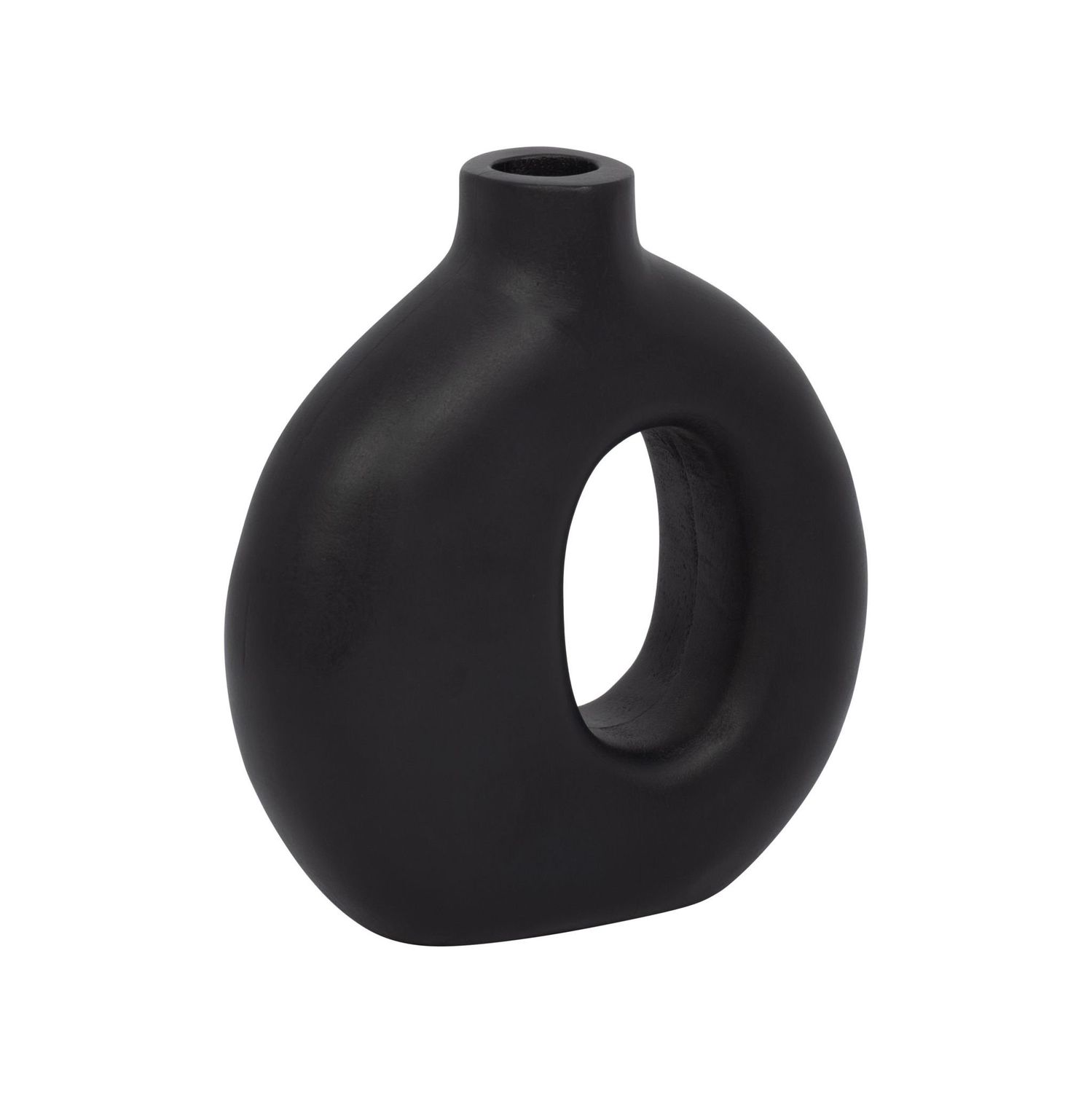 WOOD, 7&quot;H CUT-OUT VASE, BLACK