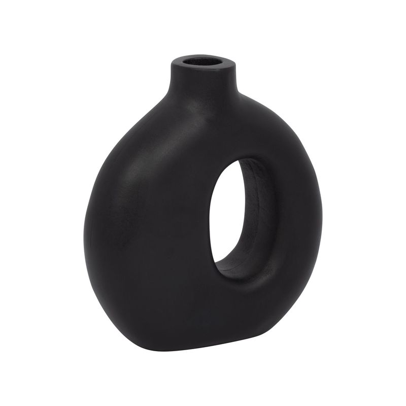 WOOD, 7&quot;H CUT-OUT VASE, BLACK