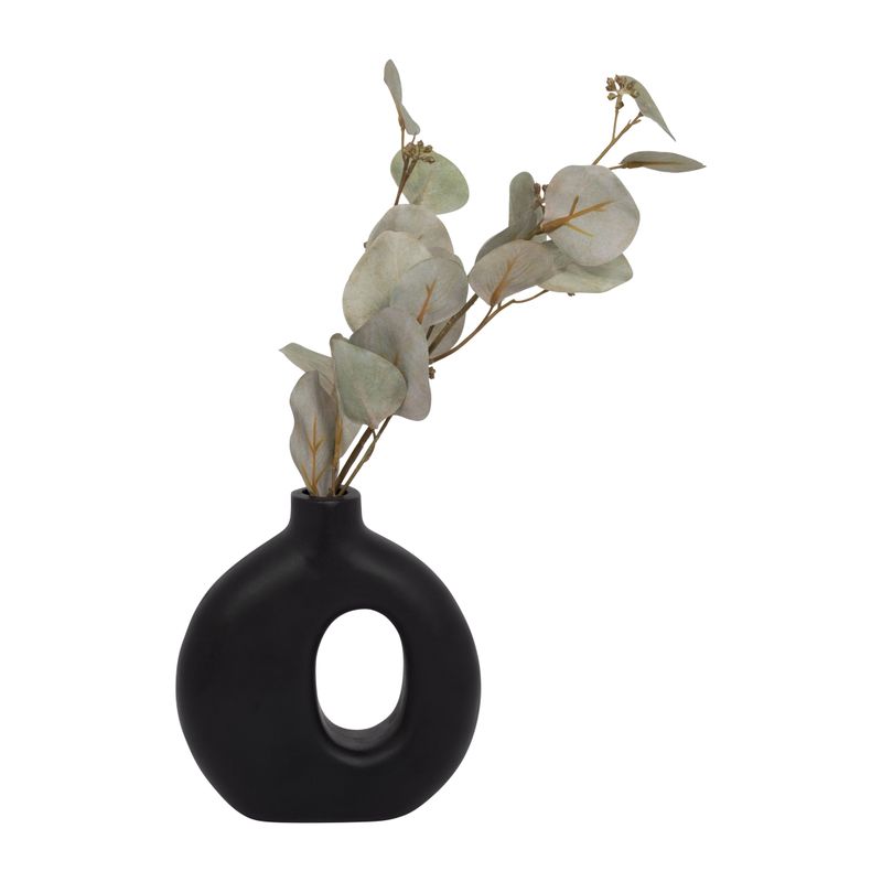 WOOD, 7"H CUT-OUT VASE, BLACK