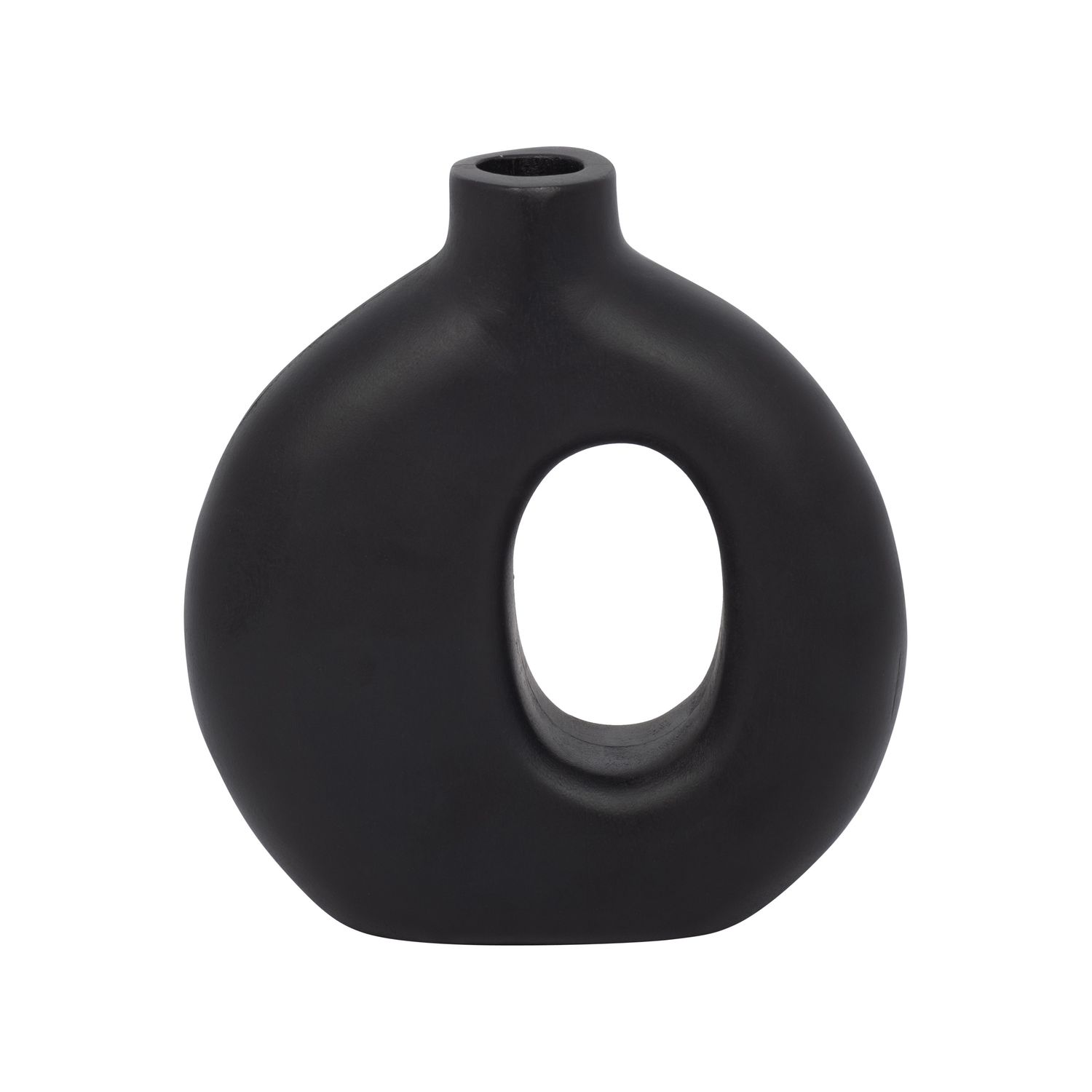 WOOD, 7&quot;H CUT-OUT VASE, BLACK