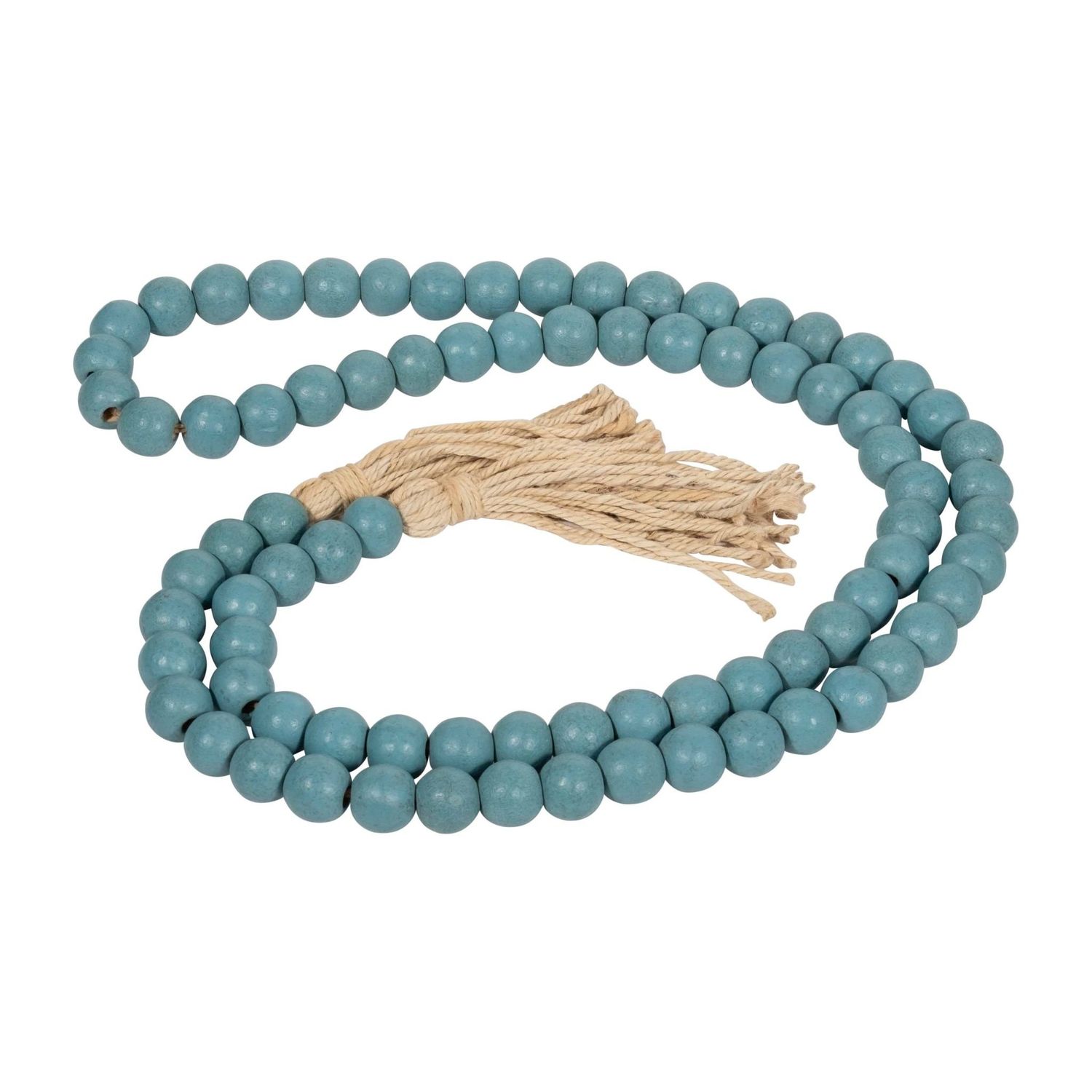 WOOD, 84x.75&quot; BEADED GARLAND, TURQ