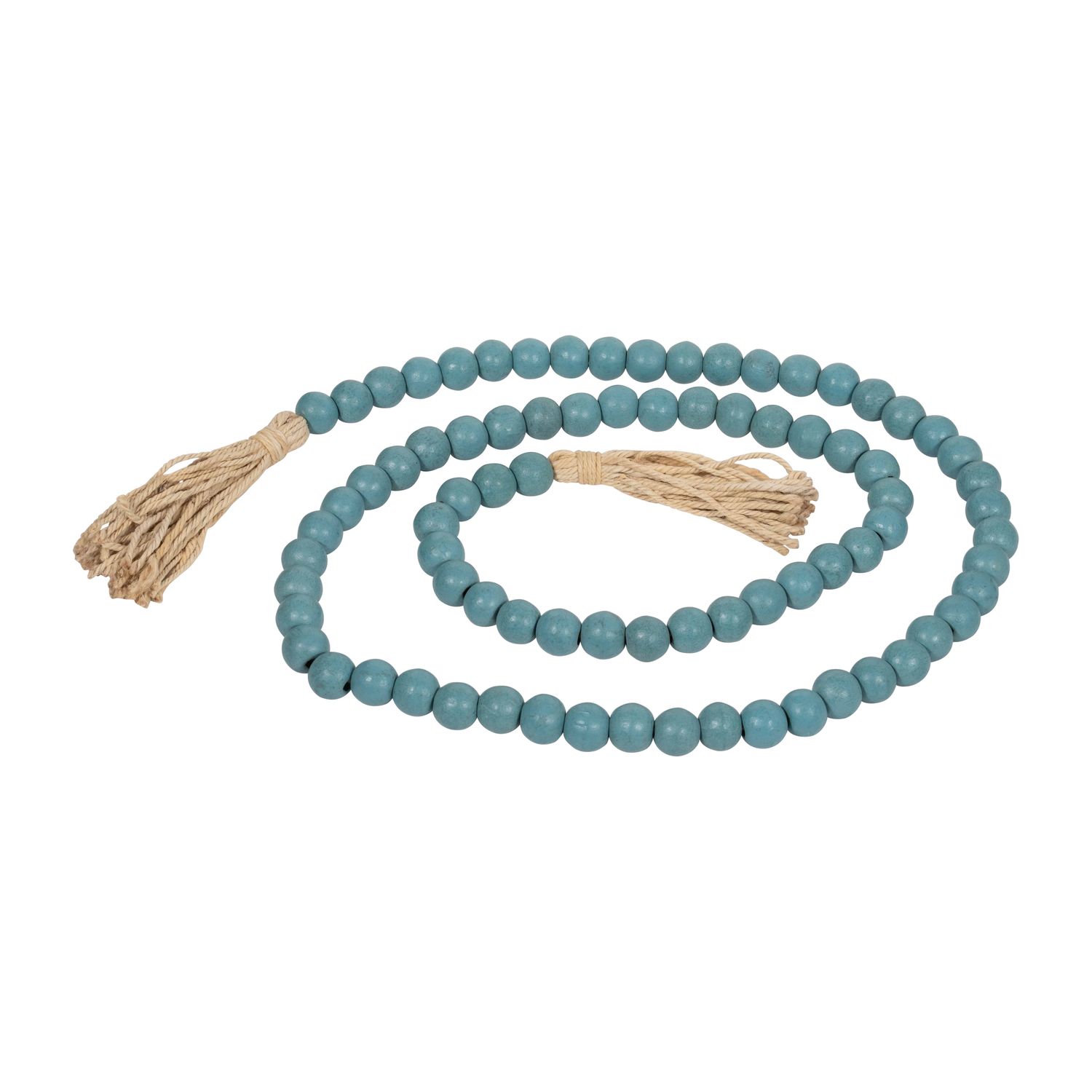 WOOD, 84x.75&quot; BEADED GARLAND, TURQ