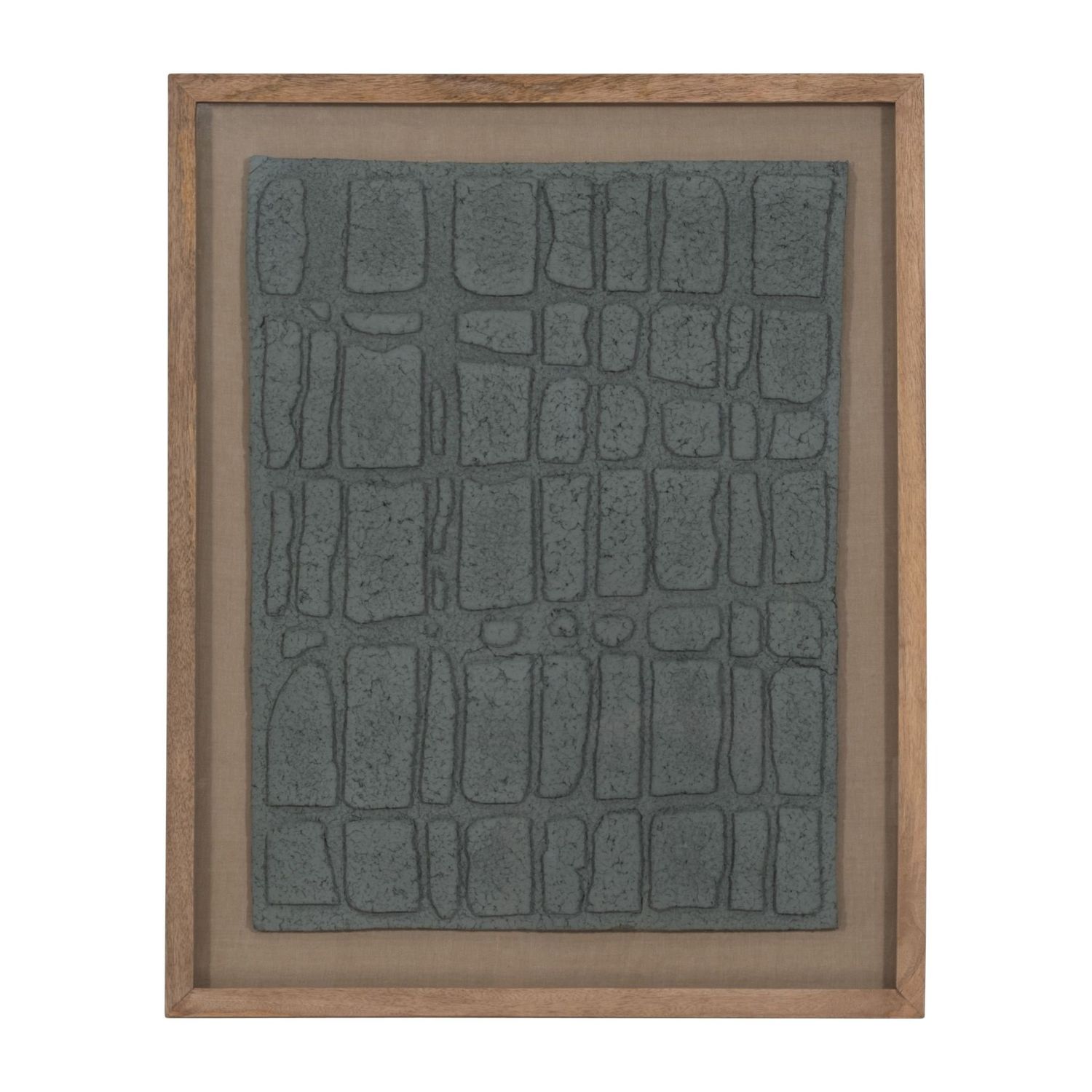 28X35&quot; PAPER MACHE WALL ART FRAMED GLASS, DK GRAY