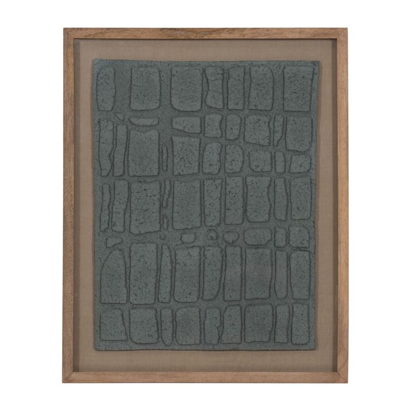 28X35&quot; PAPER MACHE WALL ART FRAMED GLASS, DK GRAY