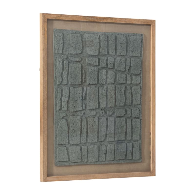 28X35" PAPER MACHE WALL ART FRAMED GLASS, DK GRAY
