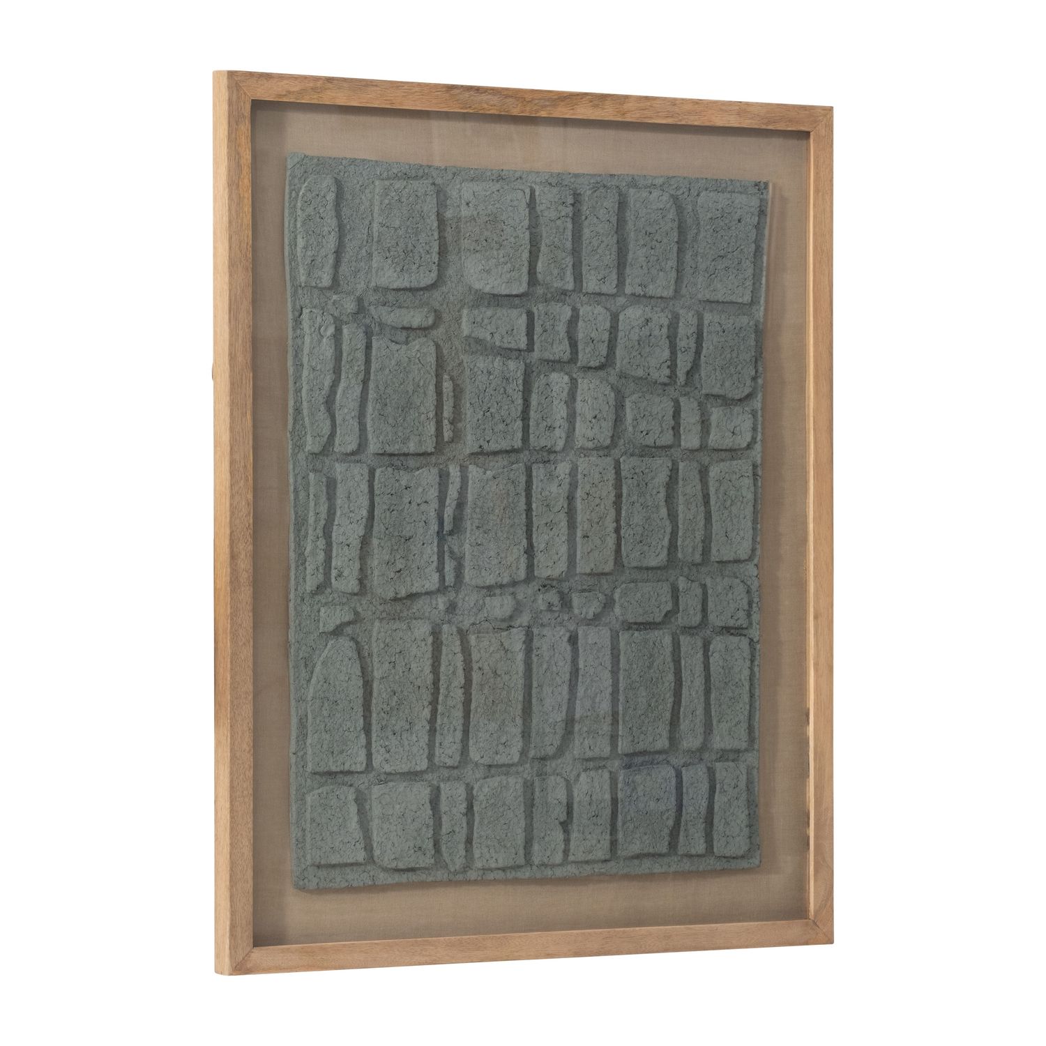 28X35&quot; PAPER MACHE WALL ART FRAMED GLASS, DK GRAY