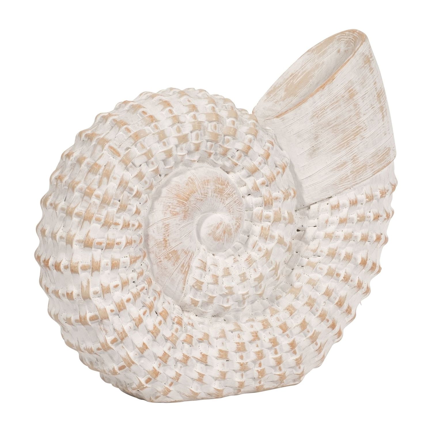 SHELL TABLE ACCENT, WHITE RESIN, 7&quot;H