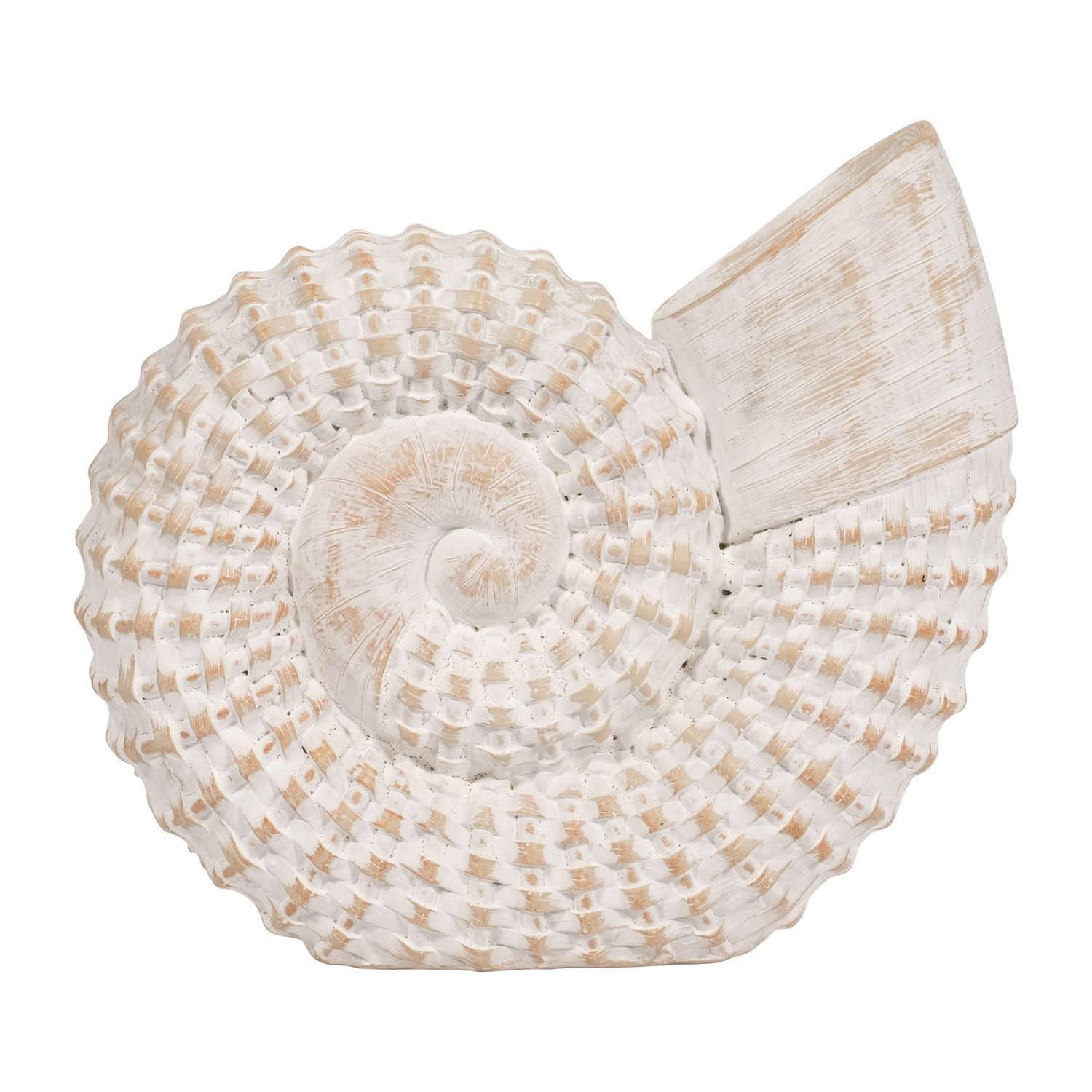 SHELL TABLE ACCENT, WHITE RESIN, 7&quot;H