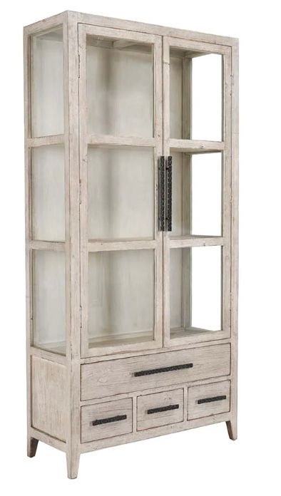 SIMON TALL CABINET ANTIQUE CREAM 43 X 17 X 87