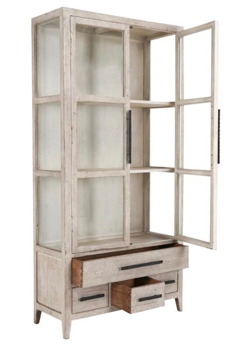 SIMON TALL CABINET ANTIQUE CREAM 43 X 17 X 87