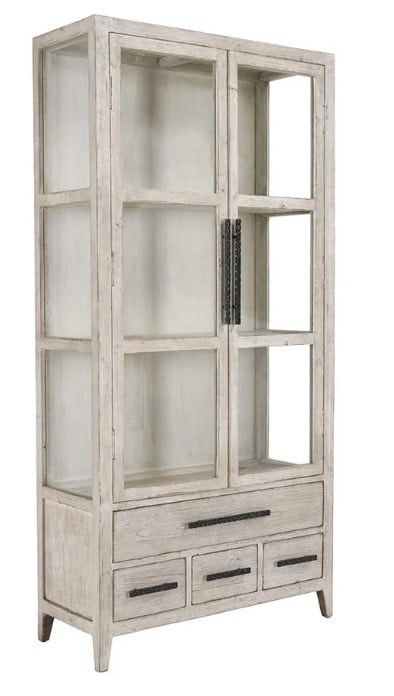 SIMON TALL CABINET ANTIQUE CREAM 43 X 17 X 87