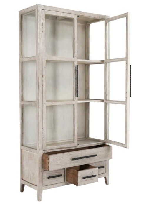 SIMON TALL CABINET ANTIQUE CREAM 43 X 17 X 87