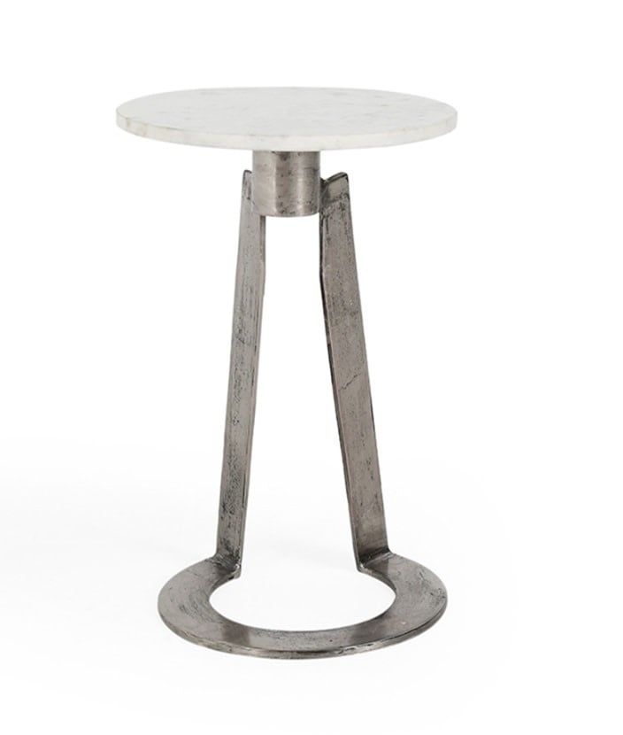 Leyton Accent Table White Marble 14x14x18