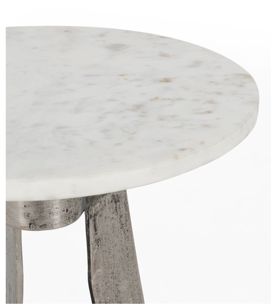 Leyton Accent Table White Marble 14x14x18