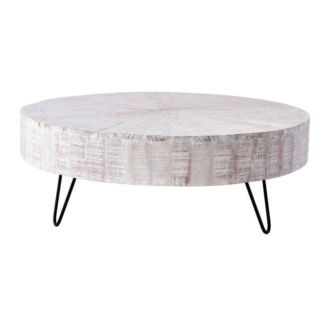 Wht Wash Coffee Table W: 42 in D: 42 in H: 16 in