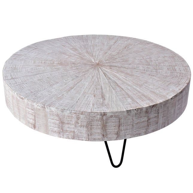 Wht Wash Coffee Table W: 42 in D: 42 in H: 16 in