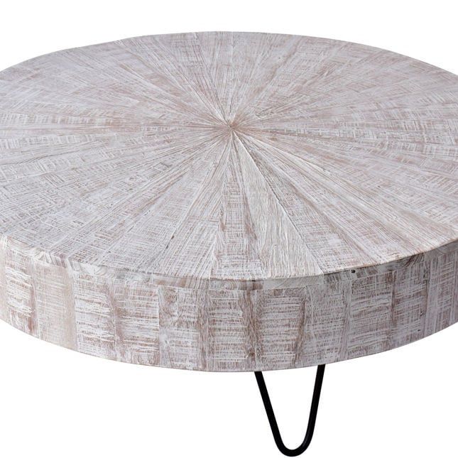 Wht Wash Coffee Table W: 42 in D: 42 in H: 16 in