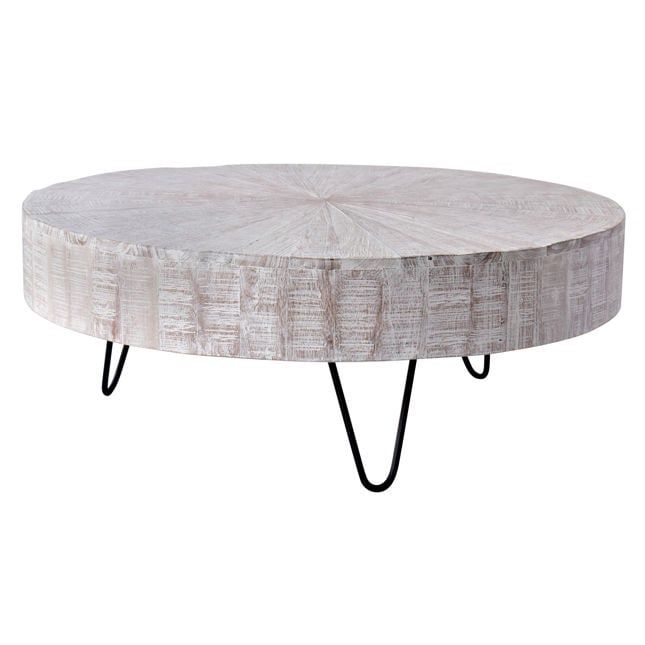 Wht Wash Coffee Table W: 42 in D: 42 in H: 16 in
