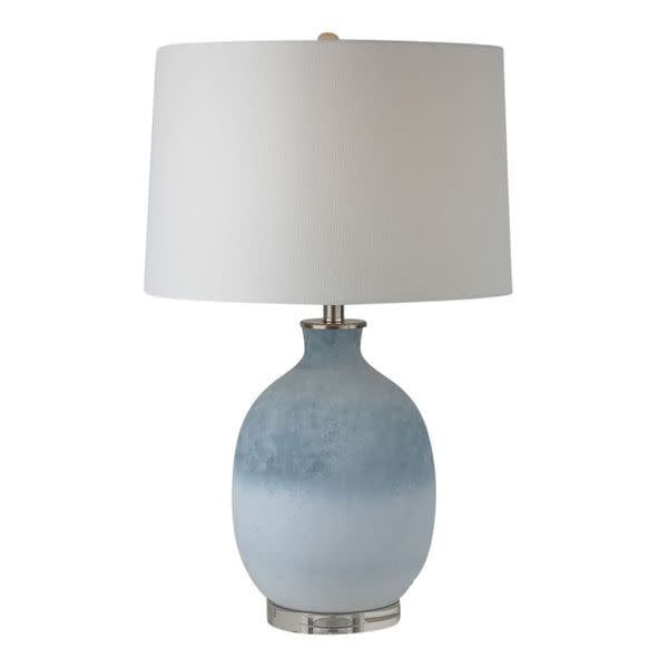 27&quot; 2-TONE GLASS TABLE LAMP, BLUE/WHITE