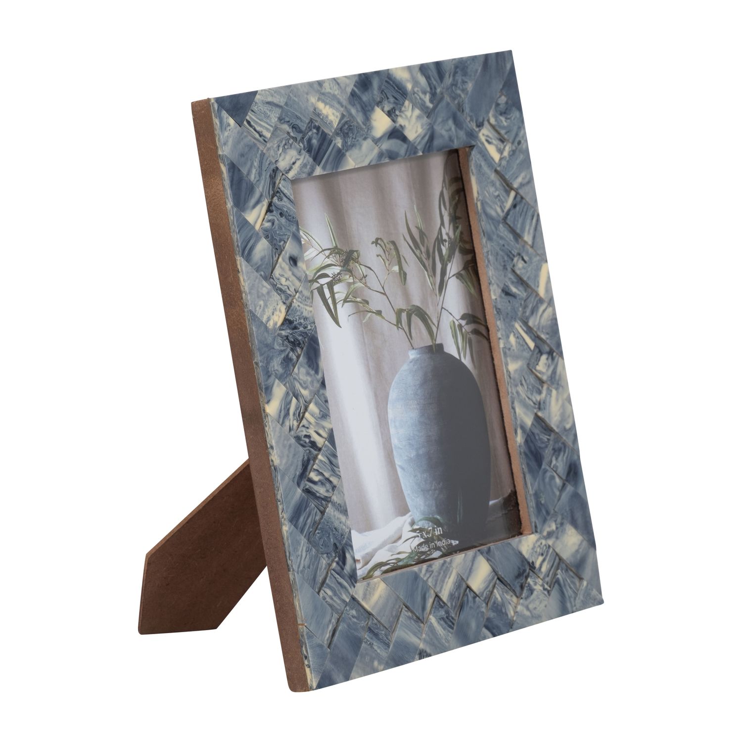 Blue and Ivory Hand Crafted 4x6 Photo Frame