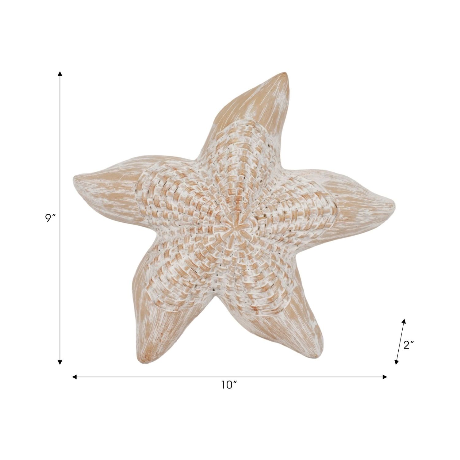 10&quot; RESIN WICKER STARFISH, WHITE