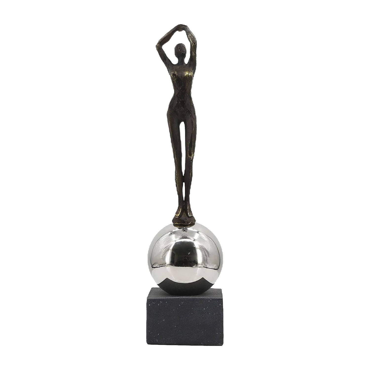 22&quot;  FEMALE STATUARY W STEEL SPHERE	 5 x 5 x 22