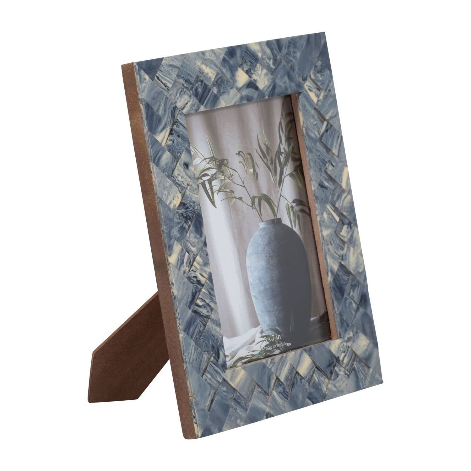 Blue and Ivory Hand Crafted 4x6 Photo Frame