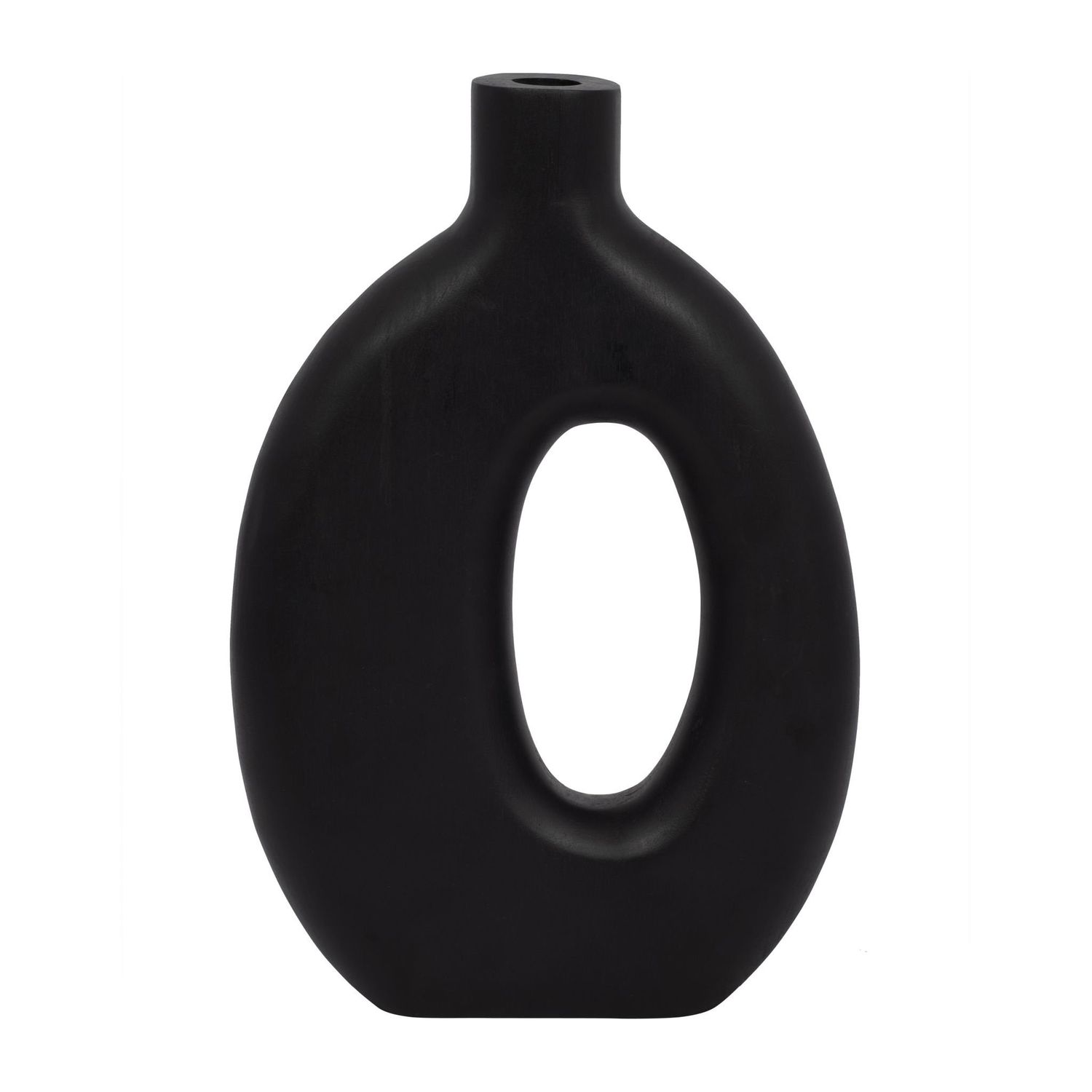 WOOD, 14&quot;H CUT-OUT VASE, BLACK 	7 x 2 x 14