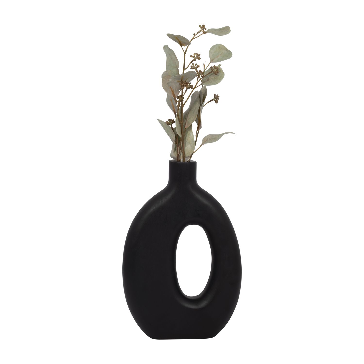 WOOD, 14&quot;H CUT-OUT VASE, BLACK 	7 x 2 x 14