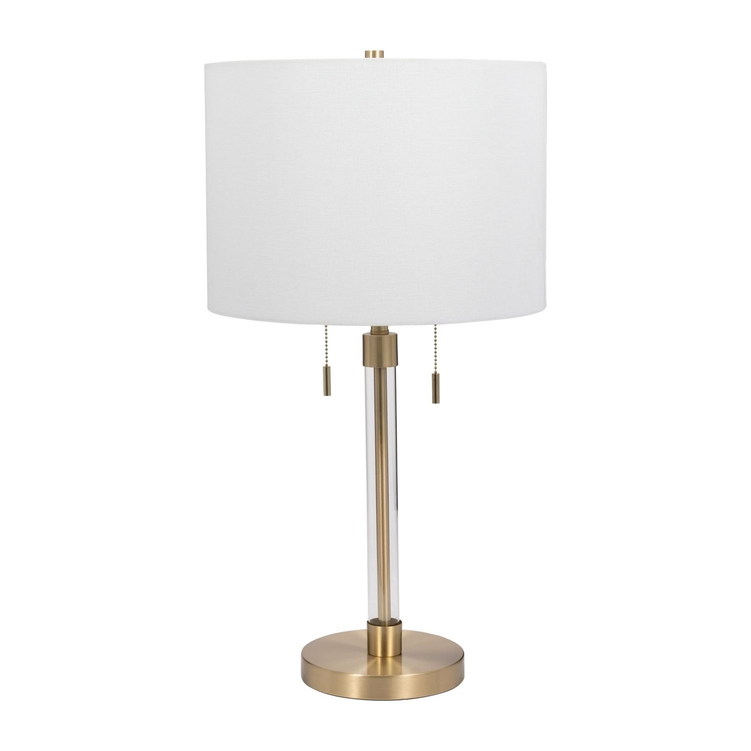 GLASS 27&quot; CHAIN PULL TABLE LAMP, GOLD