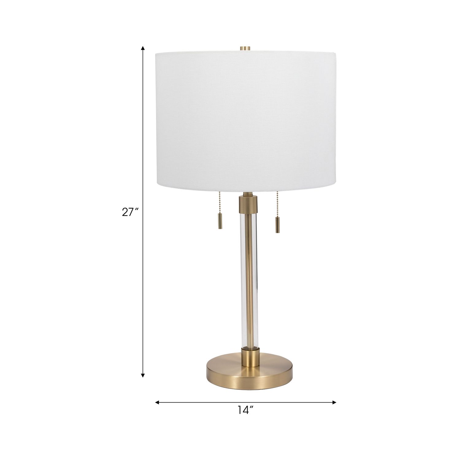 GLASS 27&quot; CHAIN PULL TABLE LAMP, GOLD