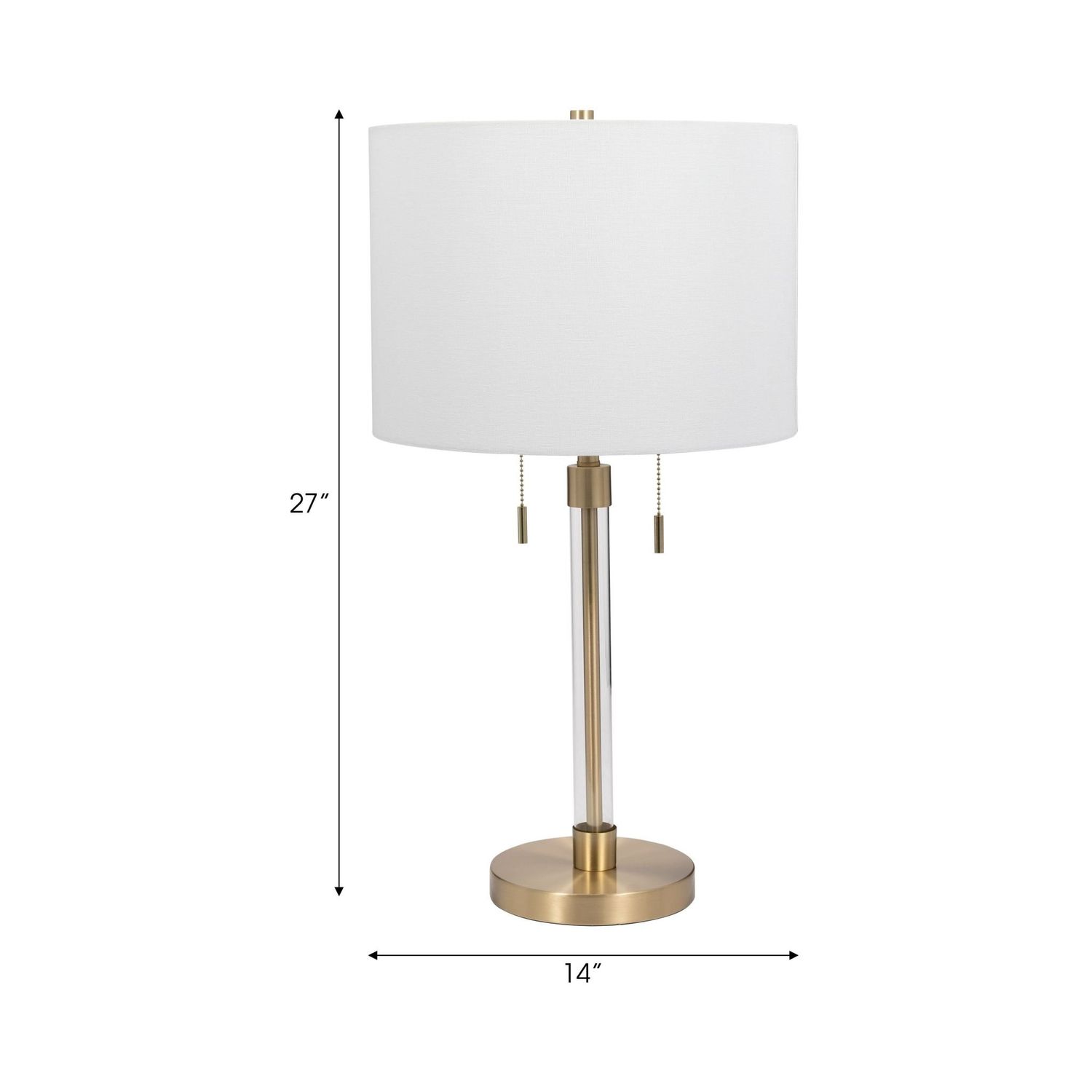 GLASS 27&quot; CHAIN PULL TABLE LAMP, GOLD