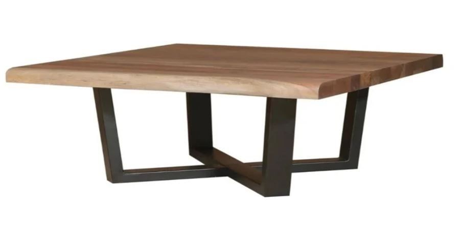 Hailey Acacia 40&quot; Square Live Edge Coffee Table - Natural 40&quot; Square x 18&quot; High
