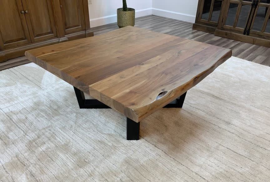 Hailey Acacia 40&quot; Square Live Edge Coffee Table - Natural 40&quot; Square x 18&quot; High