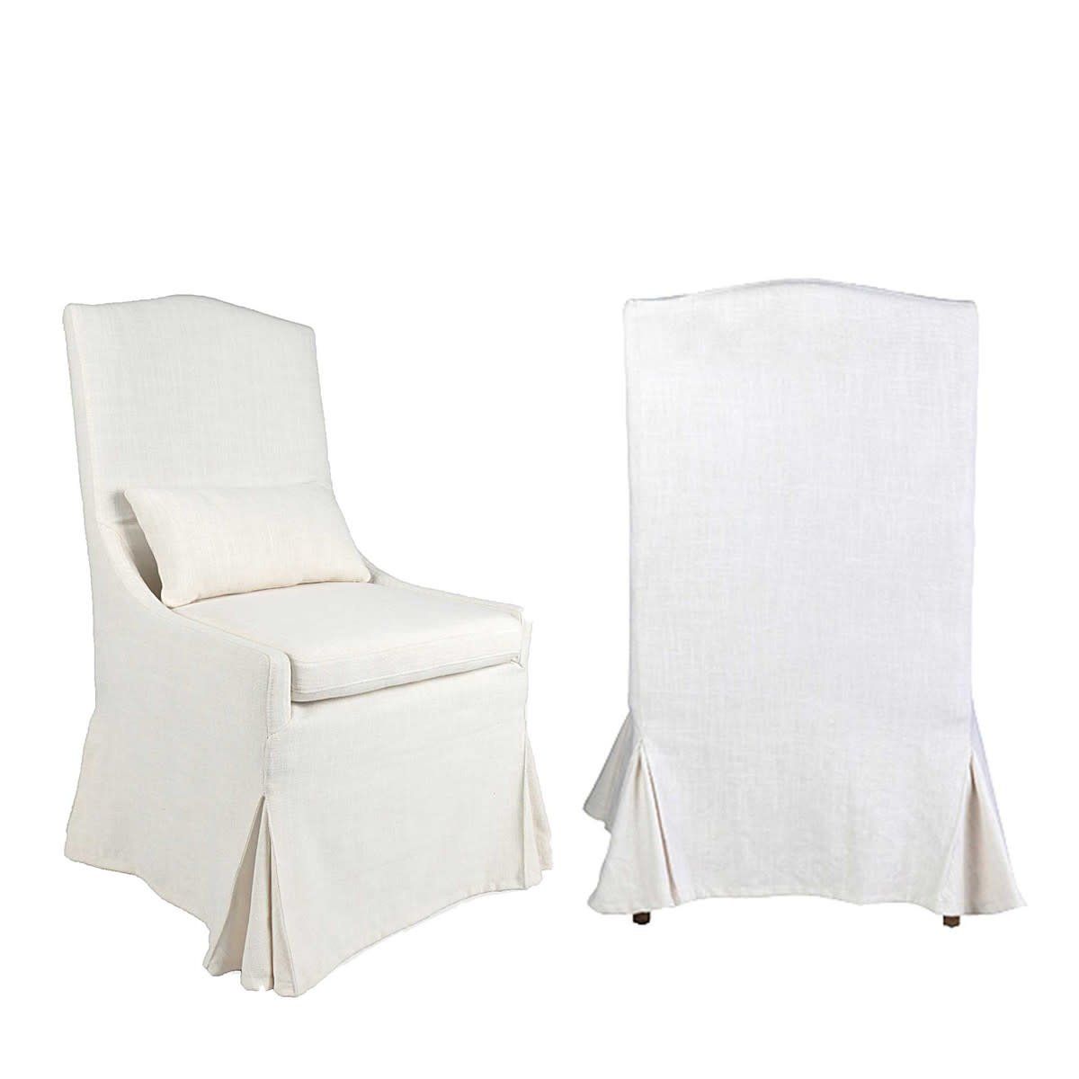 Bella Slipcovered Dining Chairs, Cream Linen  24x29.5x43