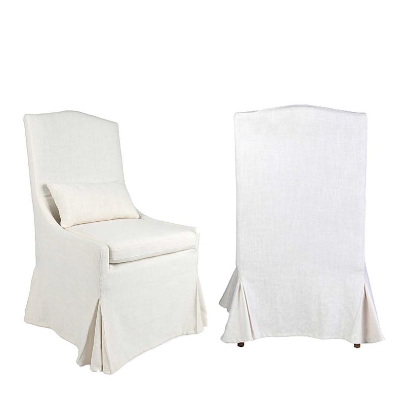 Bella Slipcovered Dining Chairs, Cream Linen  24x29.5x43