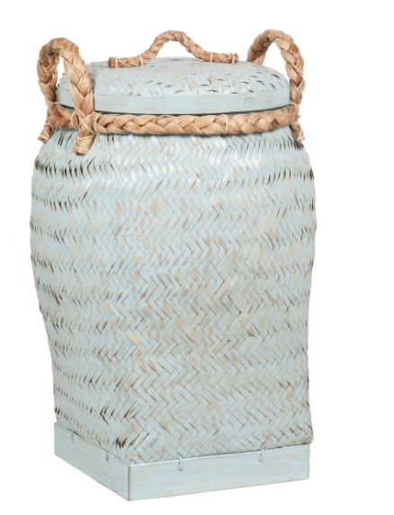Palermo Round Basket-Aqua Blue 17x15x26
