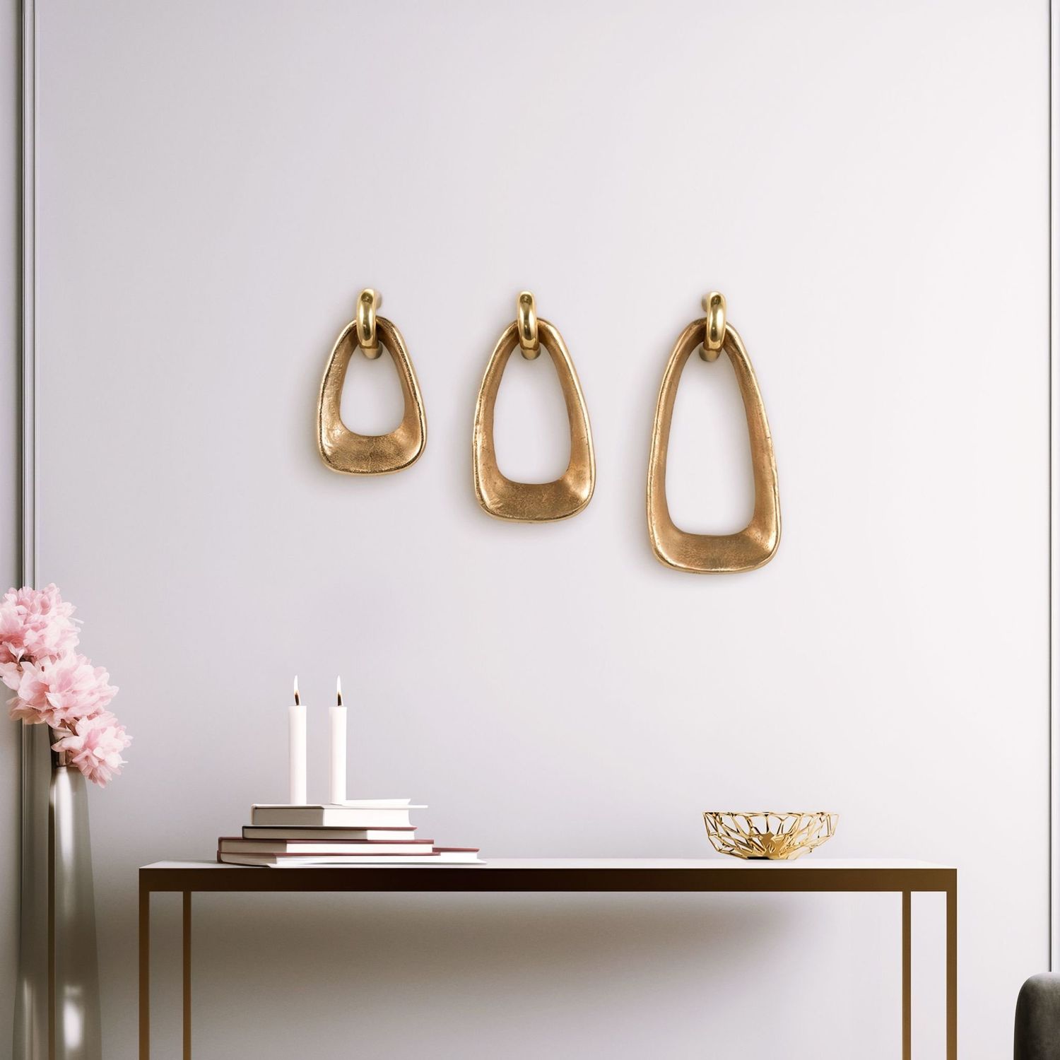Golden Metal Teardrop Wall Decor Set of 3  (12,15,19&quot;)